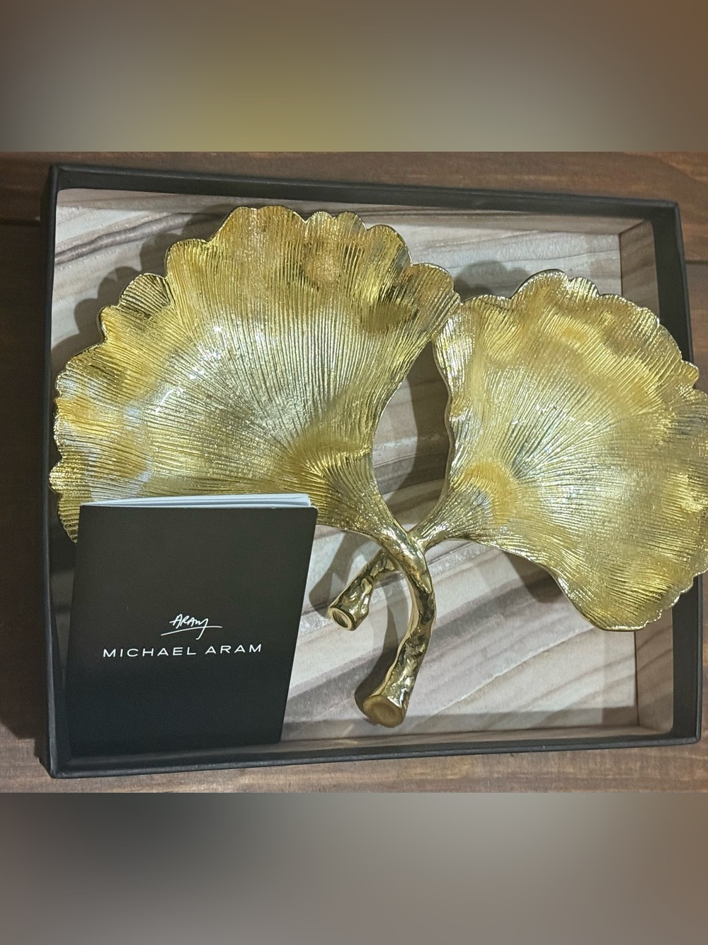 Michael Aram Gold Ginkgo Double Compartment Dish